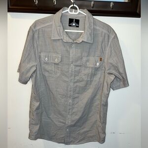 i Jeans by Buffalo Shirt Mens Short Sleeve Button Up Gray-White Size XL